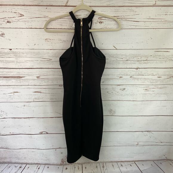 Windsor M Black Strappy Sweetheart High Halter Neck Racerback Bodycon Mini Dress - Picture 5 of 8